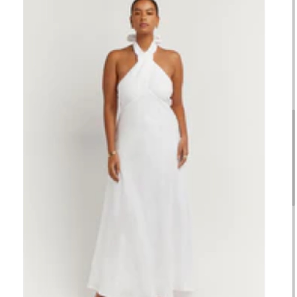 DISSH Alexis White Linen Midi Dress | US Size 10, AU Size 14 | NWT